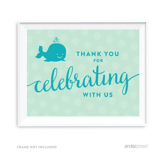 Thank You For Celebrating With Us! Boy Whale Nautical Baby Shower Party Signs