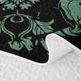 thumbnail image 5 of Castle Fairy Abstract Gothic Skull Quilt King,Boho Flower Damask King Coverlet Set,Black Sage, 5 of 7
