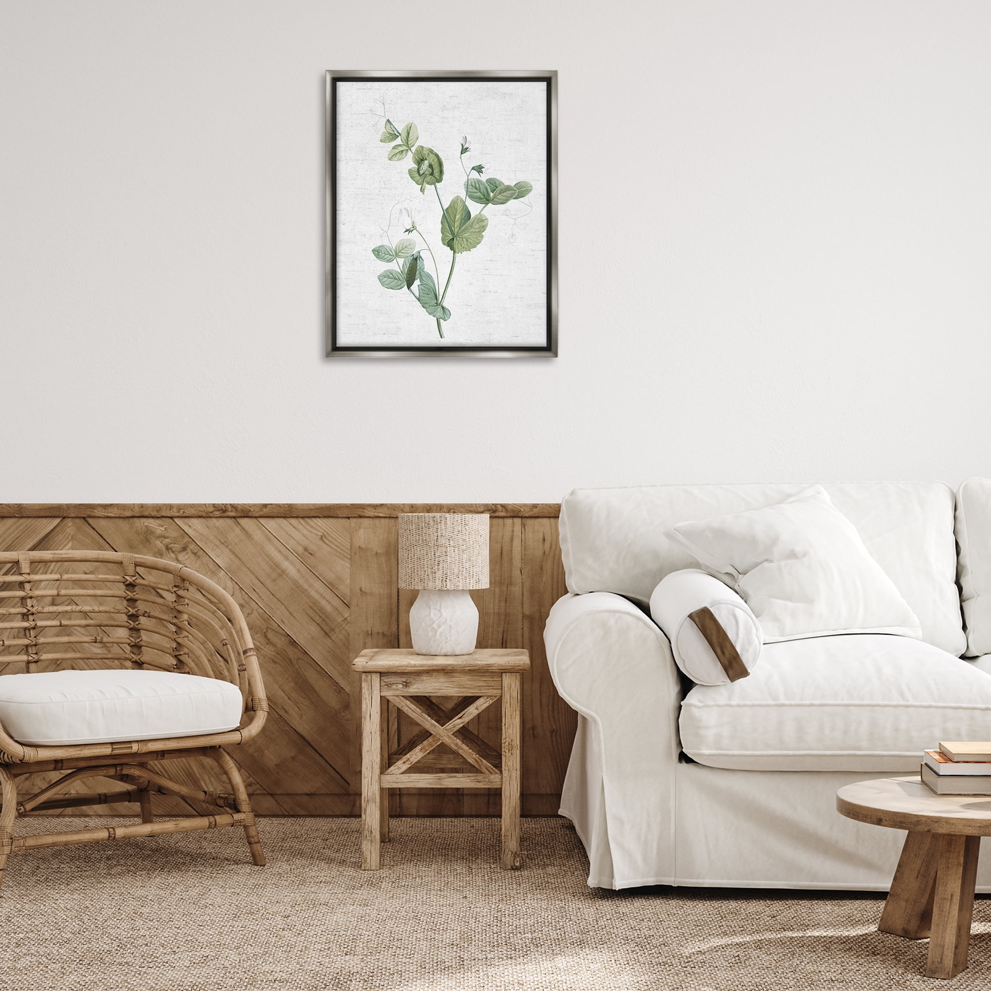Stupell Industries Soft Country Botanical Botanical & Floral Painting Gray Floater Framed Art Print Wall Art, 25 x 31