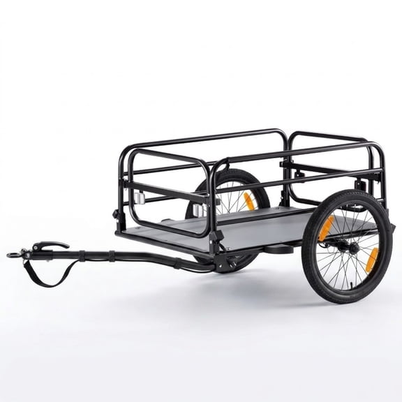 160 lbs Bike Cargo Trailer, Foldable Heavy-Duty Bicycle Wagon Cart with Universal Hitch & 16" Wheels for 22"-28" Bikes
