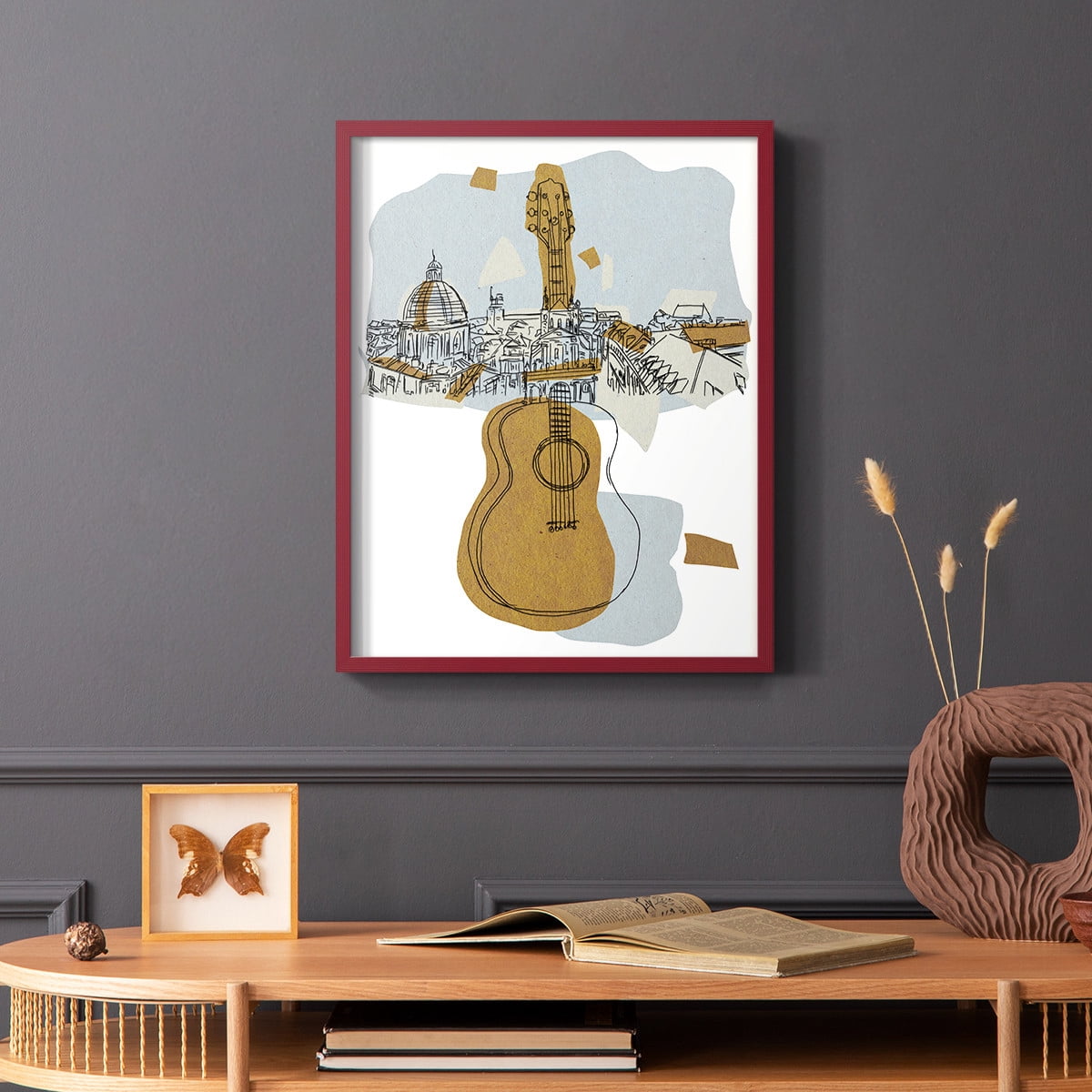 Rehearsal III Framed Print in Red Solid Wood Framed Print No Nail Hanging