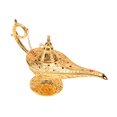 thumbnail image 3 of Lishi Aladdin Magic Genie Light Lamp Gold Metal Carved Wishing Pot Decor, 3 of 20