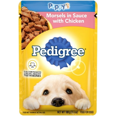 Pedigree PUPPY Morsels in Sauce With Chicken Wet Dog Food for Puppy, 3.5 oz. Pouch