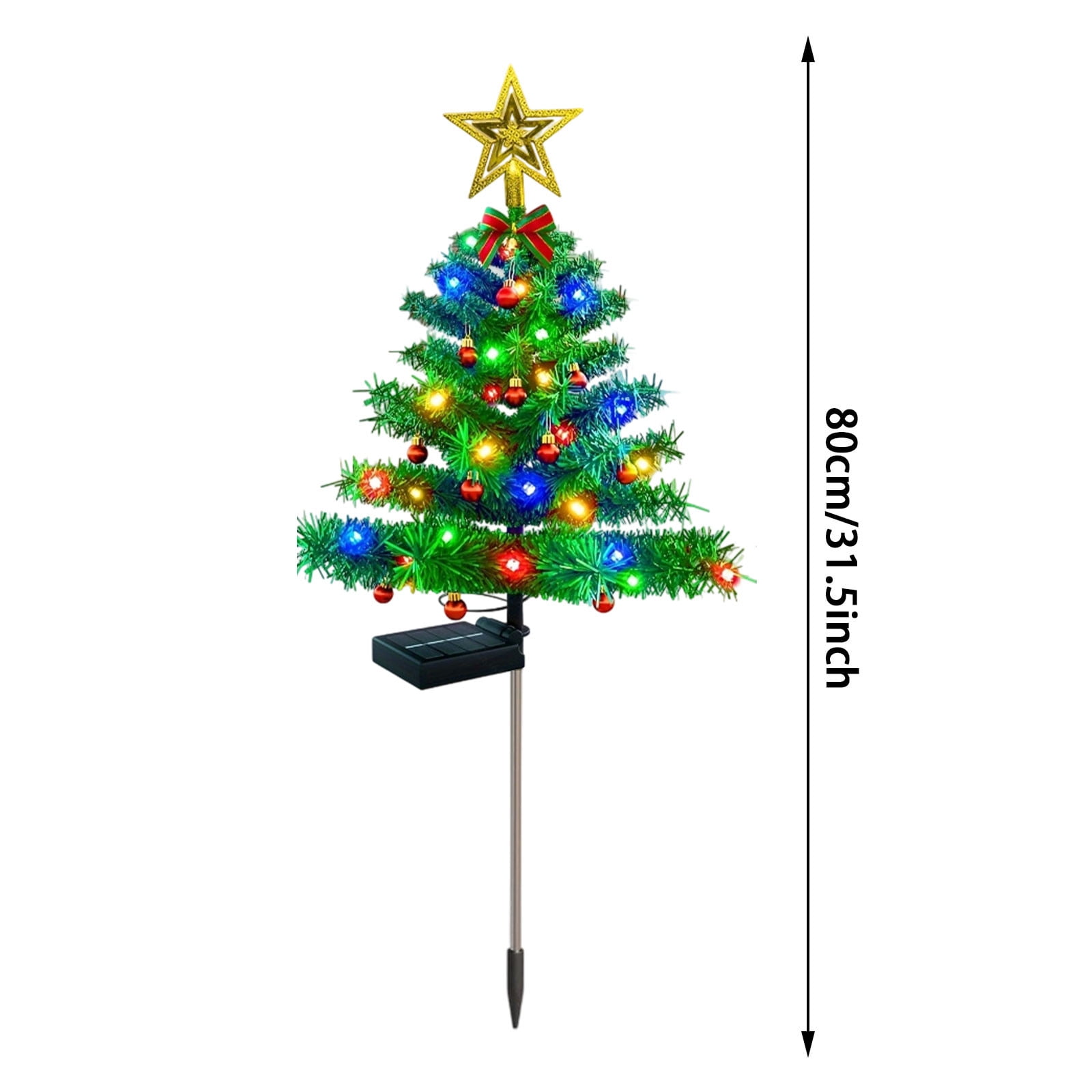 Solar Christmas Tree Lights Decorations Outdoor Waterproof, LED Lights Christmas Solar Stake Lights Cemetery Christmas Tree for Grave Pathway Outside Garden Yard Lawn