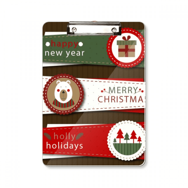 Merry mas Planche Colorée Illustration Clipboard Dossier Bloc-Notes Plaque de Support A4