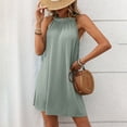 thumbnail image 2 of Huowey Women Swimwear Spring/Summer Solid Color Round Neck Sleeveless Loose Dress Pool Bathing Suit Honeymoon Cruise Trendy Wear, 2 of 9