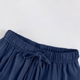 thumbnail image 6 of Gauze Pants for Women Plus Size Wide Leg Linen Ankle Length High Waisted Elastic Waist Gaucho Pants Petite Drawstring Work Trouserswith Pockets Dark Blue L, 6 of 9