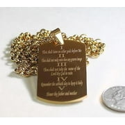 THE TEN COMMANDMENTS PRAYER  NECKLACE  DOG TAG STAINLESS STEEL COLOR GOLD