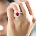 thumbnail image 6 of Rosec Jewels Lab Grown Ruby Engagement Ring with Halo - Round Ruby Ring for Women - AAAA Quality Certified - with Jewelry Box, 14K White Gold, US 12.00, 6 of 9