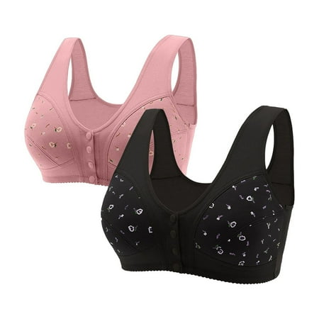 Hamky Bras for Women Push Up Bra Of 2 Comfortable Bra For Seniors 2023 New Comfortable Front Closure Bra Cotton Bras For Older Women Bralettes for Women Front Closure Bras Navy 3XL
