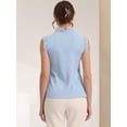 thumbnail image 3 of Unique Bargains Women's Sleeveless Button Up Solid Color Ruffle Blouse S Light Blue, 3 of 5