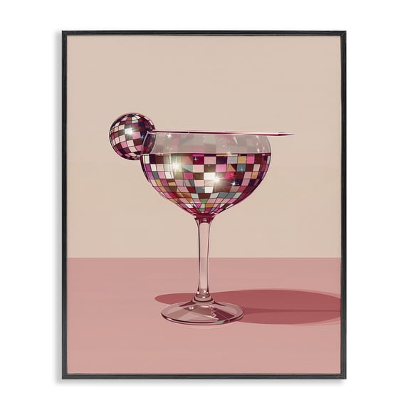 Stupell Industries Rosy Hued Disco Drink Food & Beverage Painting Black Framed Art Print Wall Art, 11 x 14