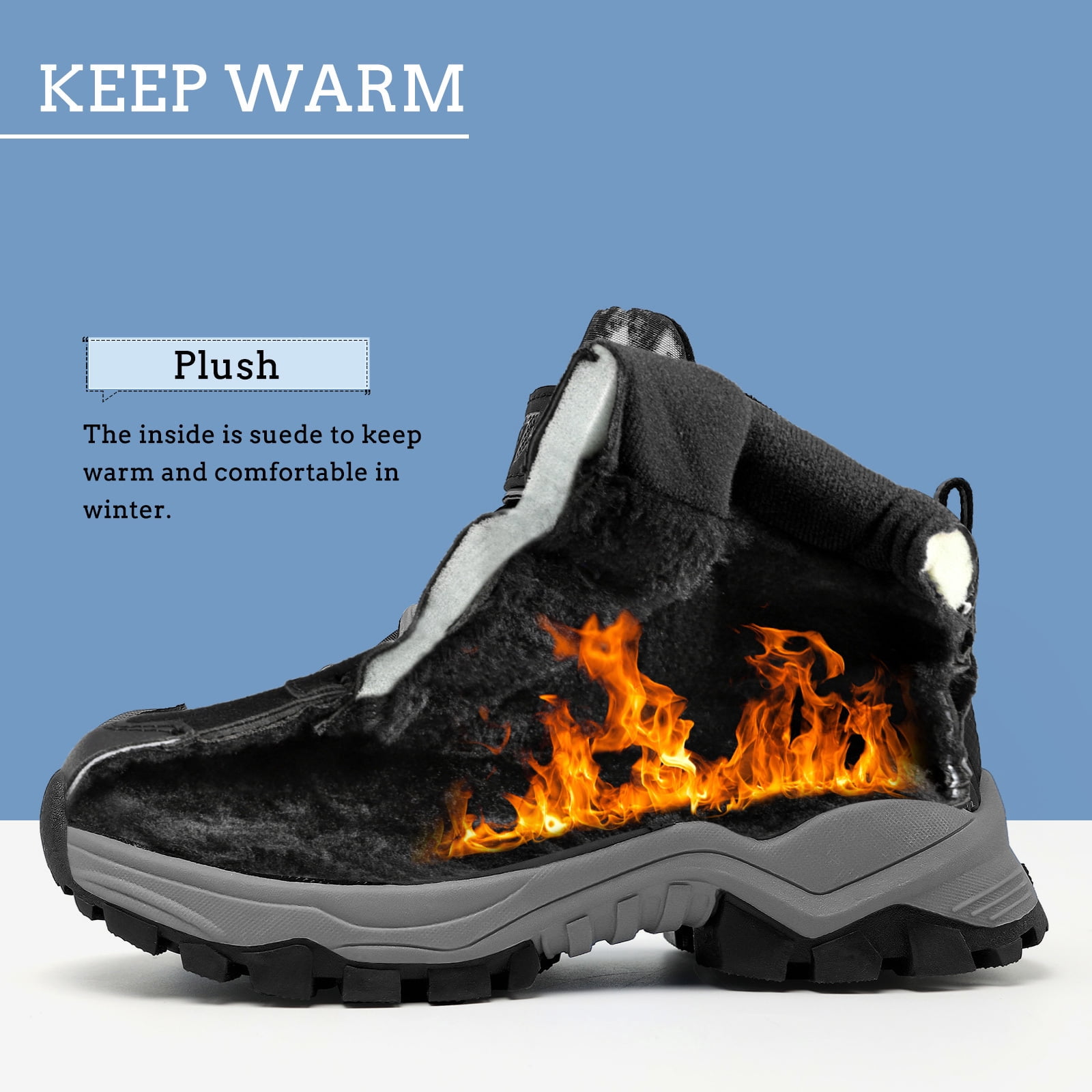 FANGFIUP Boys Snow Boots Winter Waterproof Antiskid Boots Hiking Outdoor Shoes Booties for Unisex Kids (Little Kid/Big Kid)