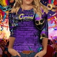 thumbnail image 1 of RKSTN Mardi Gras 3/4 Length Sleeve Womens Tops Oversized Crewneck Carnival Graphic Printed Three Quarter Sleeve T Shirt Women Casual Round Neck Funny Tuesday Carnival Party Loose Short Sleeve Shirt, 1 of 6