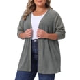 thumbnail image 2 of DARING DIVA Women's Plus Open Front Long Sleeve Lightweight Cardigans 4X Dark Grey, 2 of 6