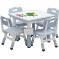thumbnail image 5 of Yiwa Ensemble Table pour Tout-Petit et 4 Chaises avec Plateau Anti-Graffiti, Ensemble Table et Chaises pour Enfants à Hauteur Réglable avec Rangement, Pattes Antidérapantes, Table d'Activités pour Enfants pour la Maison, la Garderie, pour 2 à 10 Ans, 5 of 5