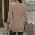 thumbnail image 4 of 3/4 Length Sleeve Womens Tops with Button Cuffs Dressy Casual V Neck Summer Outfits Early Fall Fashion Clothes 2025 Khaki M, 4 of 8