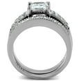 thumbnail image 3 of Luxe Jewelry Designs Set of 2 Women's Stainless Steel Wedding Rings with Cubic Zirconia Stones, Size, 3 of 4