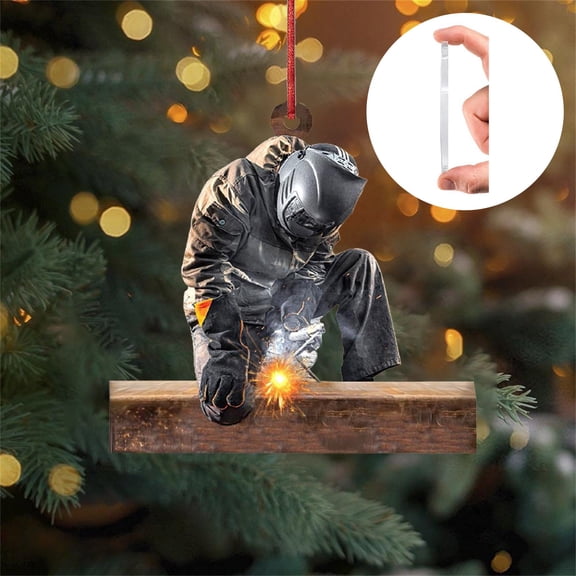 Personalized Welder Christmas Ornament,Double-Sided Printed Flat Acrylic Pendant, Lightweight Plastic Hanging Decor,Creative Festive Hanging Ornament for Car,Home and Christmas Festival Decor