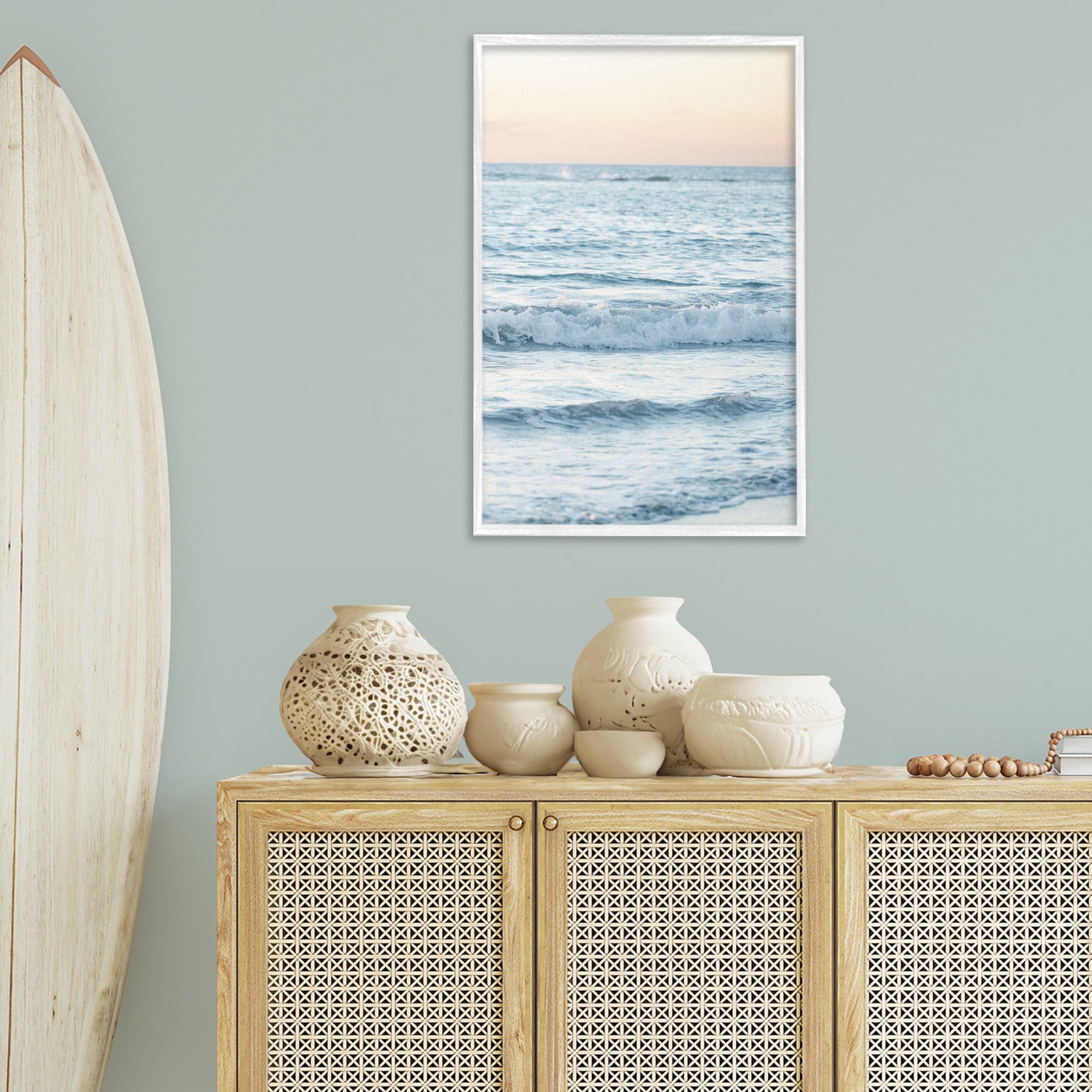 Stupell Industries Sunset & Sea View Coastal Photography White Framed Art Print Wall Art, 20 x 30