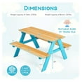 thumbnail image 6 of Kids Picnic Table, Fir Wood Toddler Table and Benches, Kids Outdoor Furniture, Blue, 31" x 35" x 20", 6 of 8