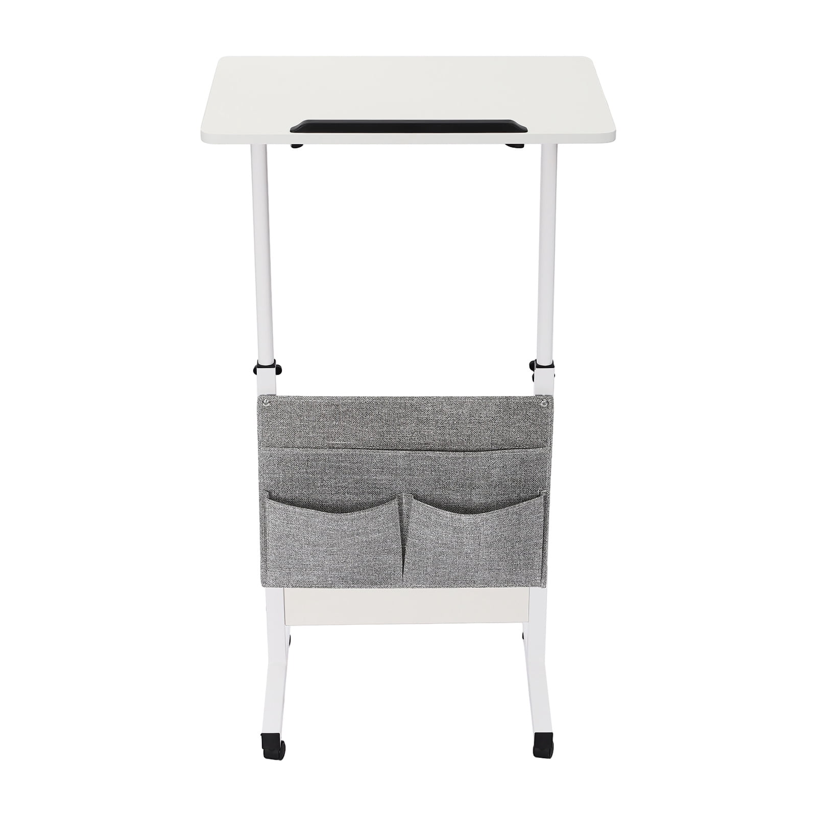 24*16in Portable Laptop Desk Rolling Computer Stand Floor Mounted Adjustable Height Standing Desk with Protective Covers