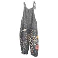 thumbnail image 2 of Women Linen Overalls Summer Casual Floral Printed Loose Fit Jumpsuits Boho Cute Wide Leg Rompers Pants with Pockets, 2 of 7