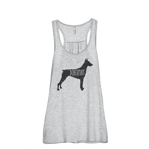 Thread Tank Doberman Dog Silhouette Women's Sleeveless Flowy Racerback Tank Top Sport Grey Large