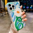 thumbnail image 2 of iPhone 14 Pro Max Holographic Case, Cute Laser 3D Curly Water Ripple Bling Glitter Luxury Wave Shape Phone case for Women Girls Silicone Protection Cover (Flower), 2 of 13