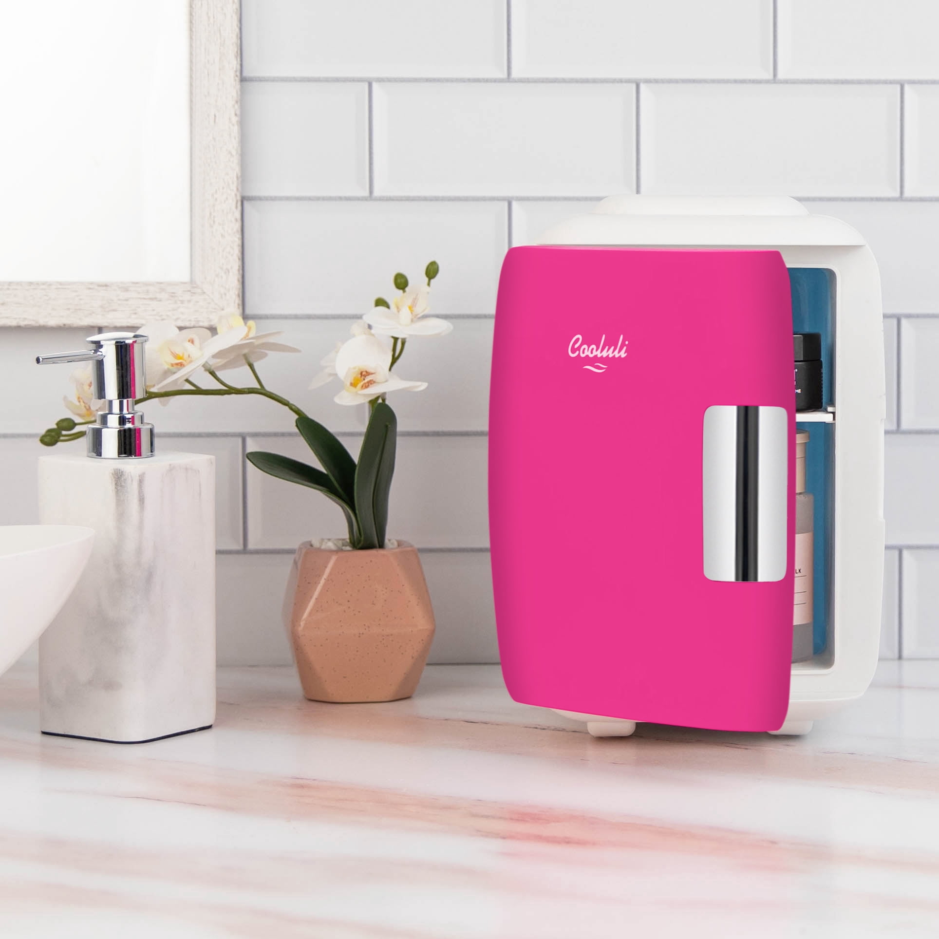 Cooluli Electric 4-Liter Portable Cooler/Warmer Mini Fridge Fuchsia