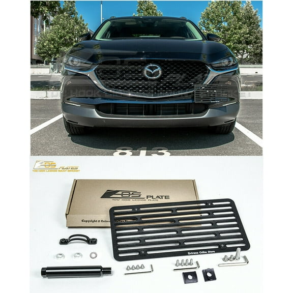 Replacement For 2020-Present Mazda CX-30 Models | EOS Plate Version 2 Full Sized Front Bumper Tow Hook License Plate Mount Relocator Tow-565-V2