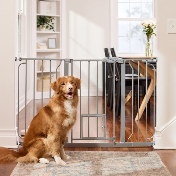 Carlson Platinum Extra Wide Pet Gate with Small Pet Door, 30" H x 29"-51" W, Metal