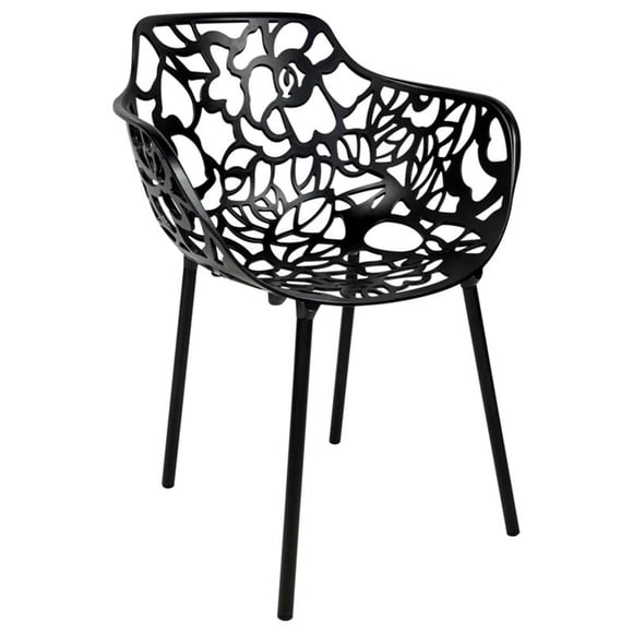 LeisureMod Devon Fauteuil de Salle à Manger Moderne Intérieur Extérieur en Aluminium Noir