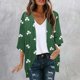 thumbnail image 1 of TaTaai Women Fashion St. Patrick's Day Print Chiffon 3/4 Sleeve Open Cardigan Sun Protection Casual Top Lightweight Sheer Blouse for Daily Home Office Vacation Wear Gift, 1 of 5