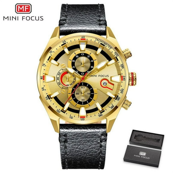 Men's Quartz Watch Waterproof Blue Leather Strap Luxury Multifunction Sport Watch Men's Wristwatch