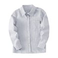 thumbnail image 3 of FYDUU Kids Boys Girls Long Sleeve Striped Shirt Turndown Collar Button Down Shirts Fall Back To School Shirt Formal Children's Tops 3-4 Years, 3 of 6