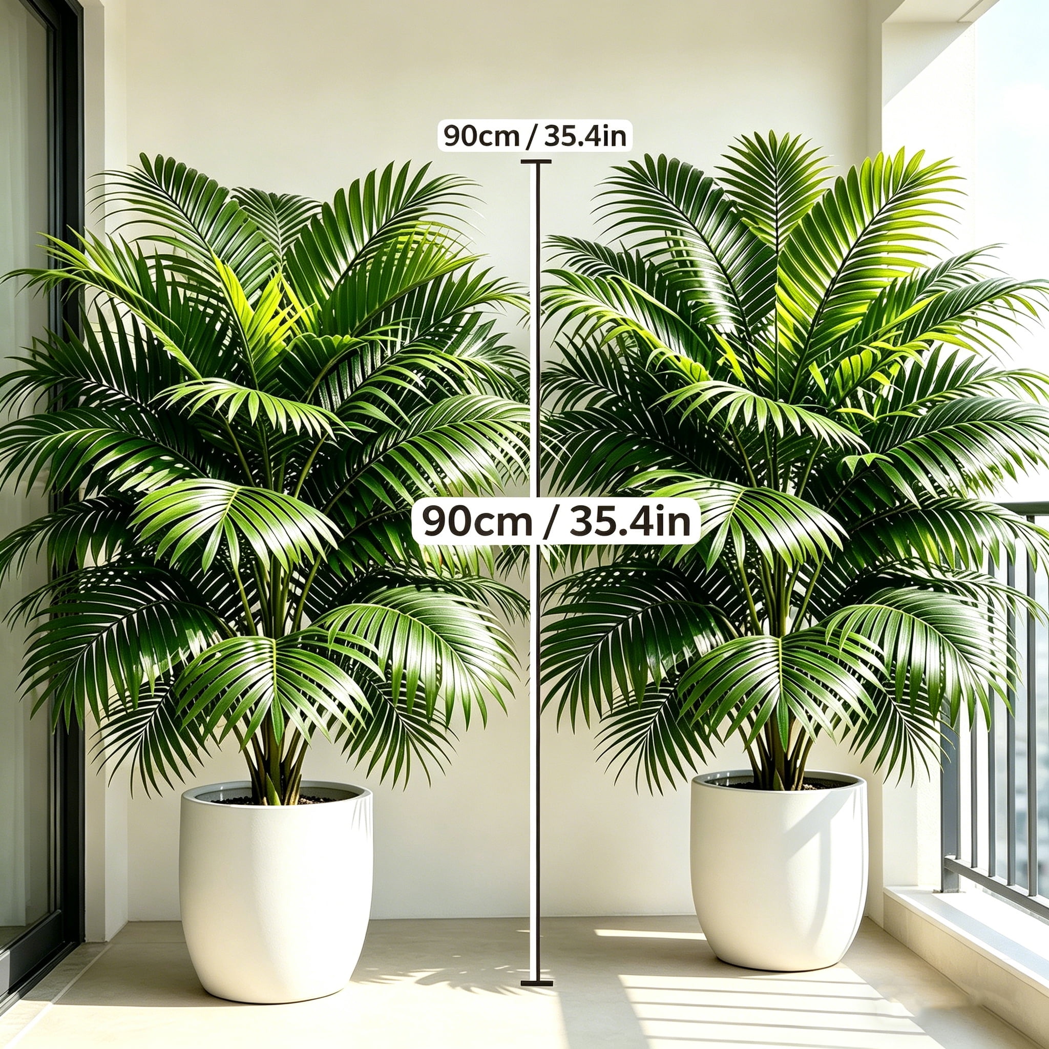 2 Pack 35.4in Artificial Palm Tree, 90cm Fake Areca Palm Plant for Indoor Outdoor Home Decor