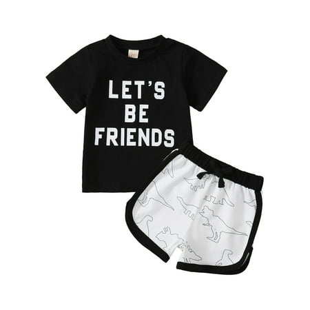 

Qufokar Baby Boys Gentleman Outfits Kids Soccer Warm Up Suit Toddler Boys Girls Short Sleeve Letter Cartoon Printed T Shirt Tops Shorts Outfits Clothes Boys