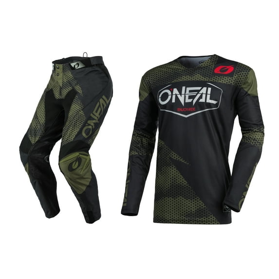 Oneal Mayhem-Lite Covert Black/Green Motocross Dirt bike Offroad MX Jersey Pants Combo Package Riding Gear Set Jersey