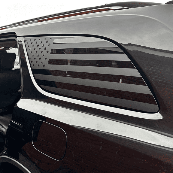 CCOCC Rear Side Window American Flag Decal Compatible with Dodge Durango 2014-2018 2019 2020 2021 2022 2023 2024 2025 2026 Accessories,Precut Back Side Window Usa Flag Vinyl Sticker(Matte Black)