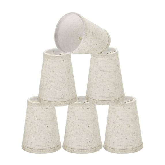 Aspen Creative 32656-6 Small Hardback Empire Shape Chandelier Clip-On Lamp Shade Set (6 Pack), Transitional Design in Flaxen, 4" bottom width (2 1/2" x 4" x 5" )