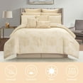 thumbnail image 2 of Lanco Luxury 13 Piece Gold Comforter Set , King Size Jacquard Bedding , All Season Floral Bedding Set , Bed Skirt, Pillows & Shams, 2 of 7