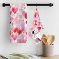 thumbnail image 3 of Pink Red Love Heart Valentines Kitchen Towel Dish Cloths Set of 2, Microfiber Soft Kitchen Hand Towels, Watercolor Love Heart Absorbent Quick Drying Dishcloths 18 x 28 Inches, 3 of 8