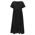 thumbnail image 4 of EHQJNJ Female Casual Dresses for Women 2024 Trendy Summer Women Short Sleeve V Neck Solid Color Swing Dress Casual Soft Dresses Velvet Dress for Women Dresses for Women 2024 Casual Spring Plus Size, 4 of 8