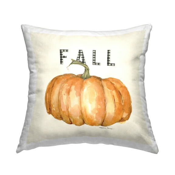 Stupell Industries Fall Pumpkin Black Farm Plaid Typography Autumn Gourd Farmhouse Orange,18 x 7 x 18 Decorative Pillows
