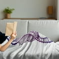 thumbnail image 3 of Marine Soft Flannel Fleece Blanket, Boho Seahorse Ocean Animal Aquatic Creature Exotic Nautical Tattoo Art, Cozy Plush for Indoor and Outdoor Use, 50" x 70", Dark Purple Pale Mauve, by Ambesonne, 3 of 5