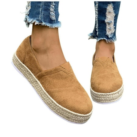 Winter Savings Holiday Deals 2024! Antqov Womens Shoes Flats for Women Women s Solid Color Flat Comfortable Casual Shoes Khaki 6