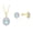 AQUAMARINE, variant on Matching Jewelry Set Yellow Gold Plated Silver Princess Diana Inspired Earrings & Pendant Necklace with 18" Chain Gemstone & Diamonds 8X6MM Garnet January Birthstone