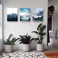 thumbnail image 4 of Blue Mountain Forest Wall Art Prints Decor, Nature Canvas Poster, Pine Tree Aesthetic Contemporary Paintings Pictures for Bedroom Bathroom Home Room Set of 3 Framed (12x16), 4 of 6