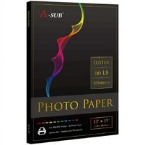A-SUB Premium Luster Photo Paper 13x19 inch for Inkjet Printers 66lb Fineart Paper, 250gsm 50 Sheets, Water-resistant Compatible with Canon, HP, Epson Printers